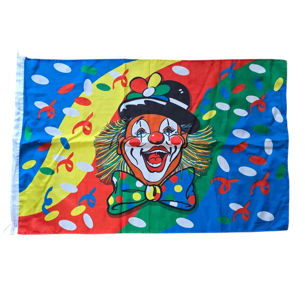 Stoffen Vlag met Kleurige Clown – 90x60 cm: Perfect voor Feestelijke Decoratie