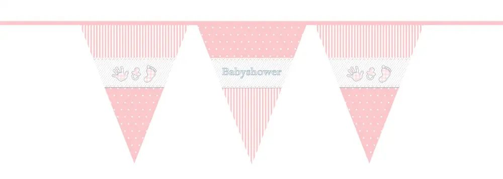 Babyshower - vlaggenlijn roze 10 meter