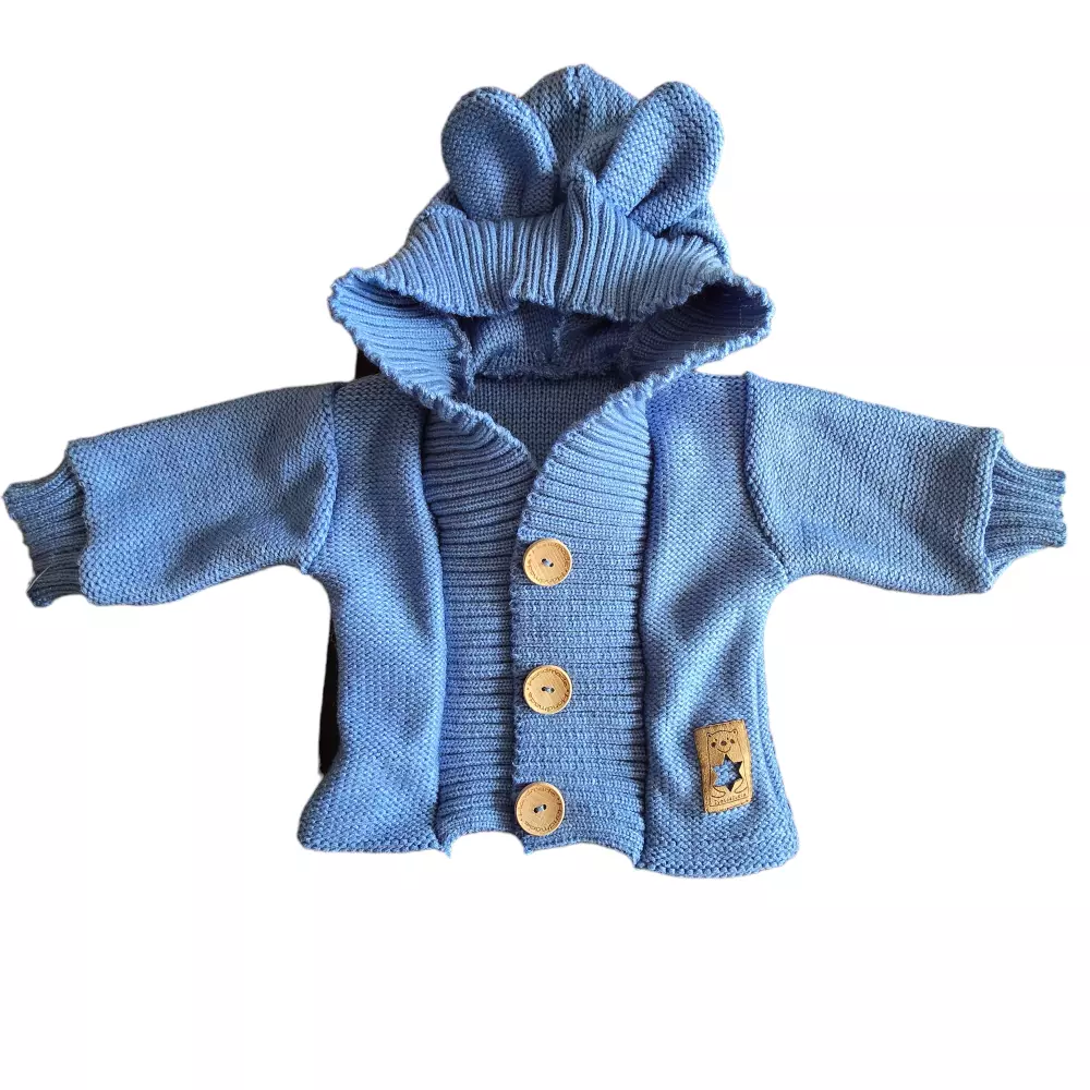 Gebreid Blauw Babyjasje - Maat 62 - Perfect voor de Winter