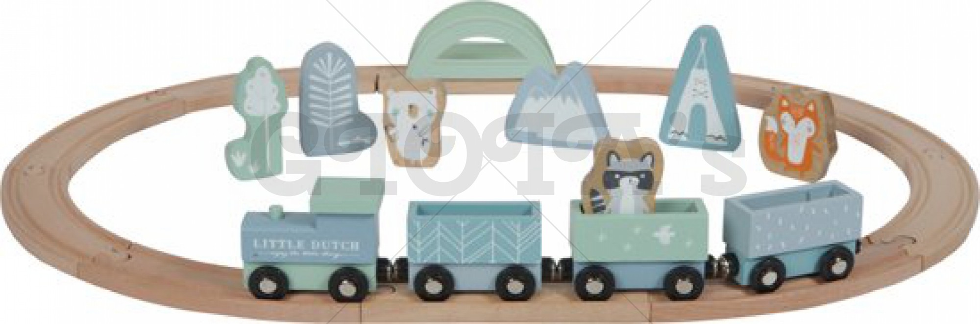 Little Dutch - houten trein met wagonnetjes Blue - GIOIA's cadeau feestartikelen