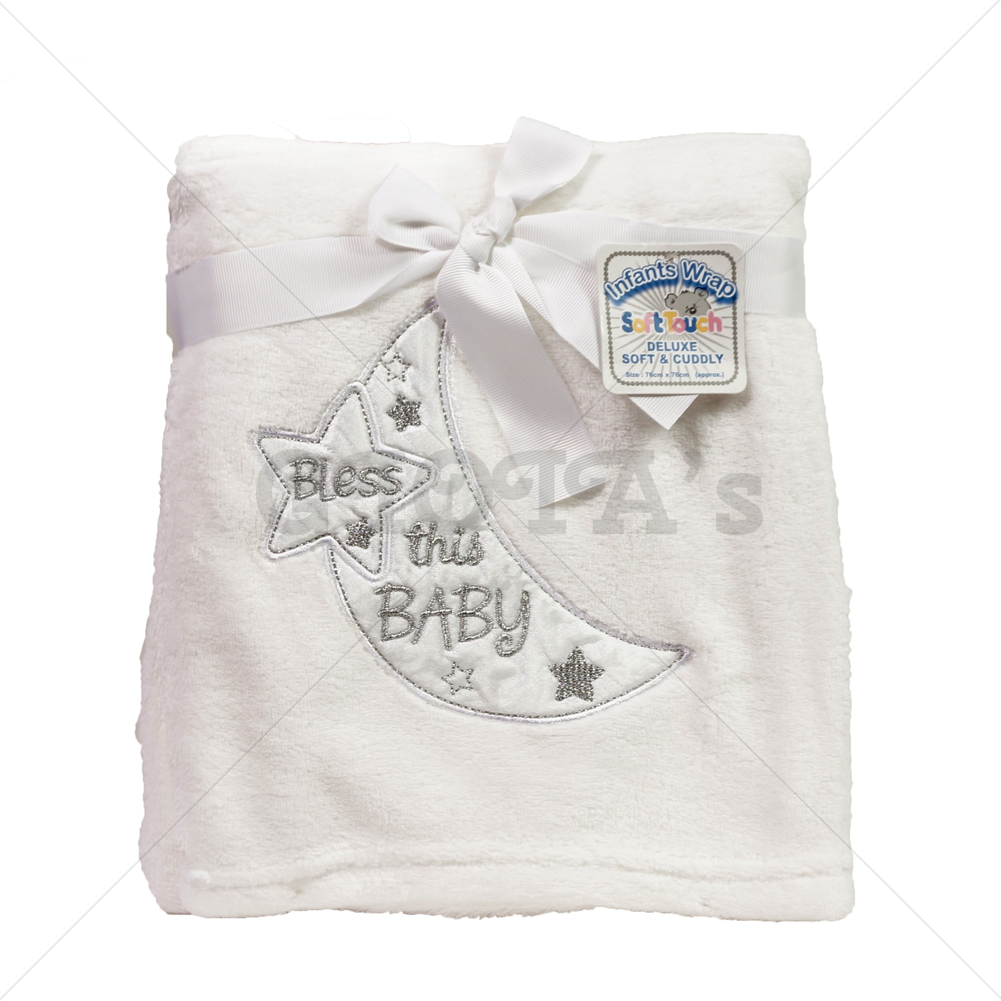 Recreatie Wauw Sterkte Soft Touch fleece deken met de tekst Bless this Baby - GIOIA's cadeau en  feestartikelen
